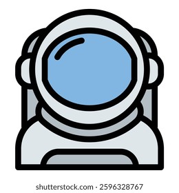 Astronaut icon in flat line style representing space exploration adventure and science ideal for astronomy technology and futuristic concepts.