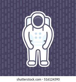 Astronaut icon, flat style, space suit sticker