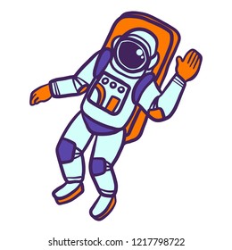 Astronaut icon. Hand drawn illustration of astronaut vector icon for web design