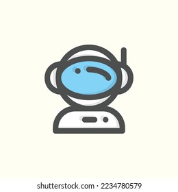  astronaut icon, isolated space colored outline icon in light blue background, perfect for website, blog, logo, graphic design, social media, UI, mobile app