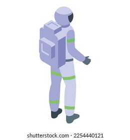 Icono astronauta vector isométrico. Marcas espaciales. Estación de Universe