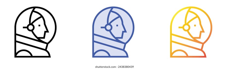 astronaut icon. Linear, Blue Fill and Gradient Style Design Isolated On White Background