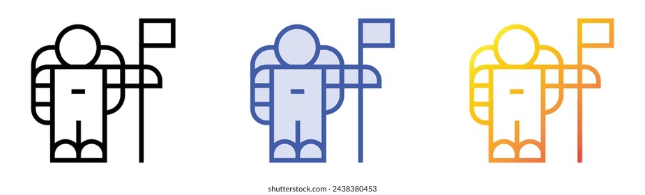 astronaut icon. Linear, Blue Fill and Gradient Style Design Isolated On White Background