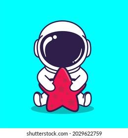 astronaut icon mascot character illustration vector
