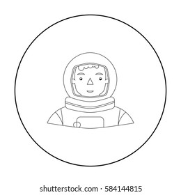 Astronaut icon in outline style isolated on white background. People of different profession symbol stock vector illustration.