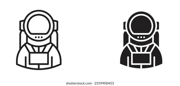 Astronaut Icon set in black color for ui designs