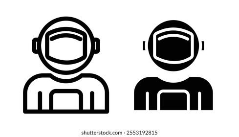 Astronaut Icon set in black filled and line.