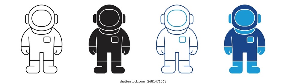 Conjunto de iconos de astronauta sobre fondo blanco, ilustración de stock de Vector.