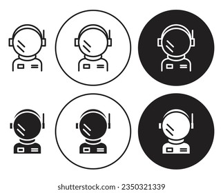 Astronaut icon set. spaceman with space suit vector symbol in black color.