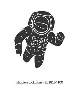 Astronaut Icon Silhouette Illustration. Space Discover Vector Graphic Pictogram Symbol Clip Art. Doodle Sketch Black Sign.