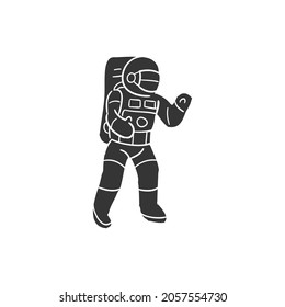 Astronaut Icon Silhouette Illustration. Spaceman Vector Graphic Pictogram Symbol Clip Art. Doodle Sketch Black Sign.