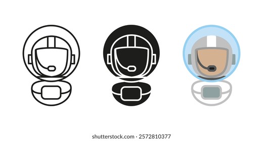 Astronaut icon. Spaceman character vector illustration. Cosmic suit and space station uniform symbol. Space helmet futuristic concept. Science and exploration cosmonaut person. Astro man pictogram.