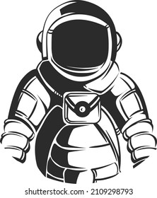 Astronaut icon. Spacesuit with black helmet glass. Cosmonaut logo