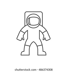 Astronaut icon in thin outline style. Space exploration, protective gear, safety 