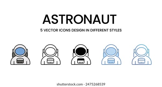 Astronaut icons vector set stock illustration.