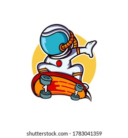 Astronaut Illustration Cartoon Icon Vector