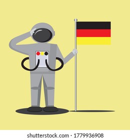 An astronaut illustration design by holding a flag, you can use it however you want, thanks for downloading.