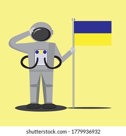 Astronaut Illustration Design By Holding Flag Stock Vector Royalty Free Shutterstock