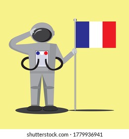 An astronaut illustration design by holding a flag, you can use it however you want, thanks for downloading.