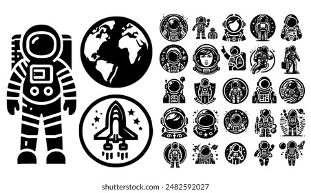 astronaut, illustration, doodles, outer space, drawing, galaxy, stand, suit, rocket, universe, astronomy, planets, line art, satellite, helmet, space shuttle, flight, gravity, earth's gravity, gloves,
