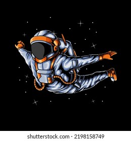 astronaut illustration flying free in space