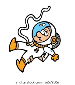 Astronaut illustration flying in the space