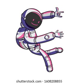 Astronaut Illustration on letter E. Vector Illustration.