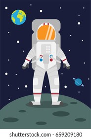 Astronaut illustration, vector, space, galaxy, universe, cartoon, character