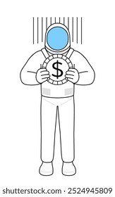 Astronaut an image of exchange loss or dollar depreciation, Vector Illustration