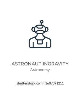 Astronaut ingravity icon. Thin linear astronaut ingravity outline icon isolated on white background from astronomy collection. Line vector sign, symbol for web and mobile