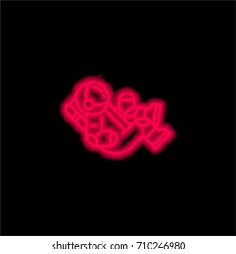 Astronaut Ingravity red glowing neon ui ux icon. Glowing sign logo vector