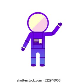 Astronaut isolated on white background. Colored design concept in flat style for banner, website, app, projects, t-shirt print, wallpaper, science magazine, books and other. Vector illustration.