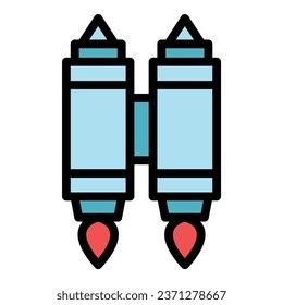 Astronaut jetpack icon outline vector. Work future. Goal engine color flat