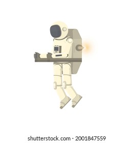 Astronaut with a jetpack. Spaceman space mission, vector illustration