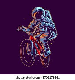 astronaut jump with bmx vector illustration