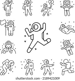 Astronaut, Jump, Star Icon In A Collection With Other Items