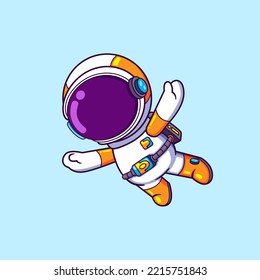 The astronaut is jumping down from the plane and flying in the sky of illustration