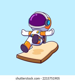 The astronaut is jumping and falling to a bread with style of illustration
