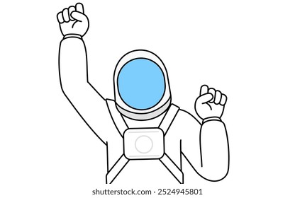Astronauta pulando com alegria alegre e leve, Ilustração de vetor