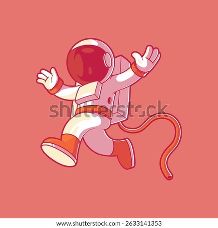 Astronaut Jumping with Open Arms vector illustration. Space, mascot design concept.