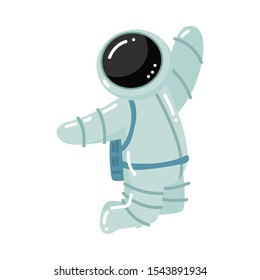 Astronaut jumping in special metallic spacesuit vector illustration