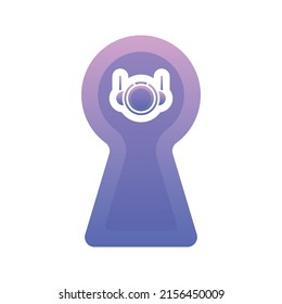 astronaut keyhole gradient logo design template icon