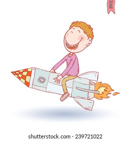 astronaut kid cartoon icon, vector illustration.