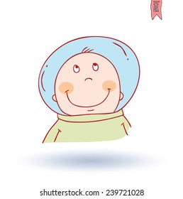  astronaut kid cartoon icon, vector illustration.