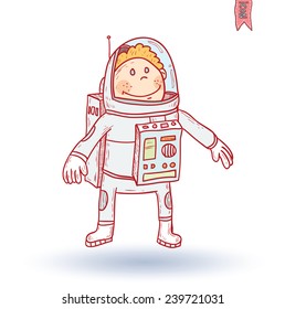 astronaut kid cartoon icon, vector illustration.