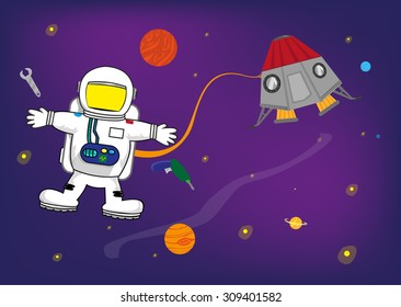 Astronaut Kid in Space with Personalized Helmet for Pictures of Kids. Template for Invitations and Event  Banners Clip Art.
