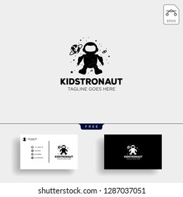 astronaut kids, children dreams logo template vector illustration