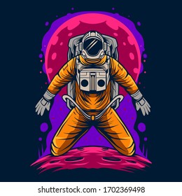 Astronautenknie nimmt eine Vektorillustration von Bug