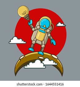 Astronaut With Lamp on his hand