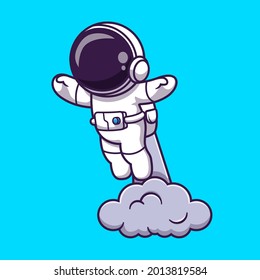 Astronaut startet auf Weltraumcartoon Vektorsymbol Illustration. Science Technology Icon Konzept isolierter Premium-Vektorgrafik. Flachbildkartonstil